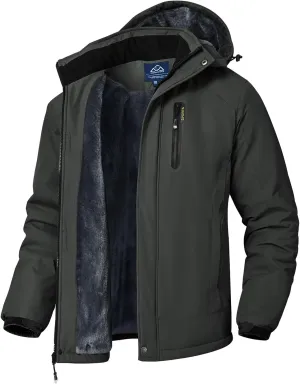Rdruko Men's Ski Snow Jacket Waterproof Winter Insulated Fleece Hooded Outdoor Mountain Coat