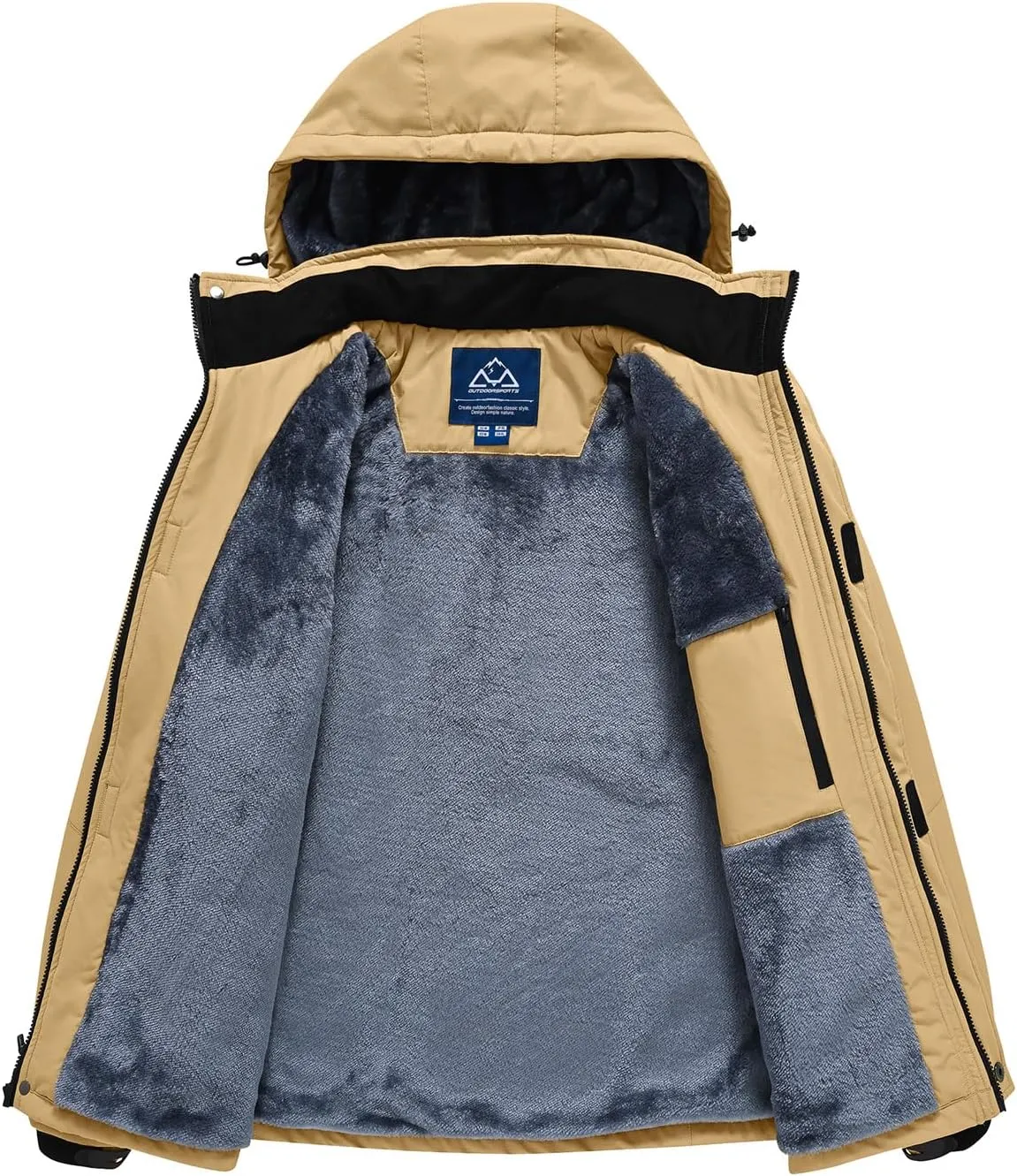 Rdruko Men's Ski Snow Jacket Waterproof Winter Insulated Fleece Hooded Outdoor Mountain Coat