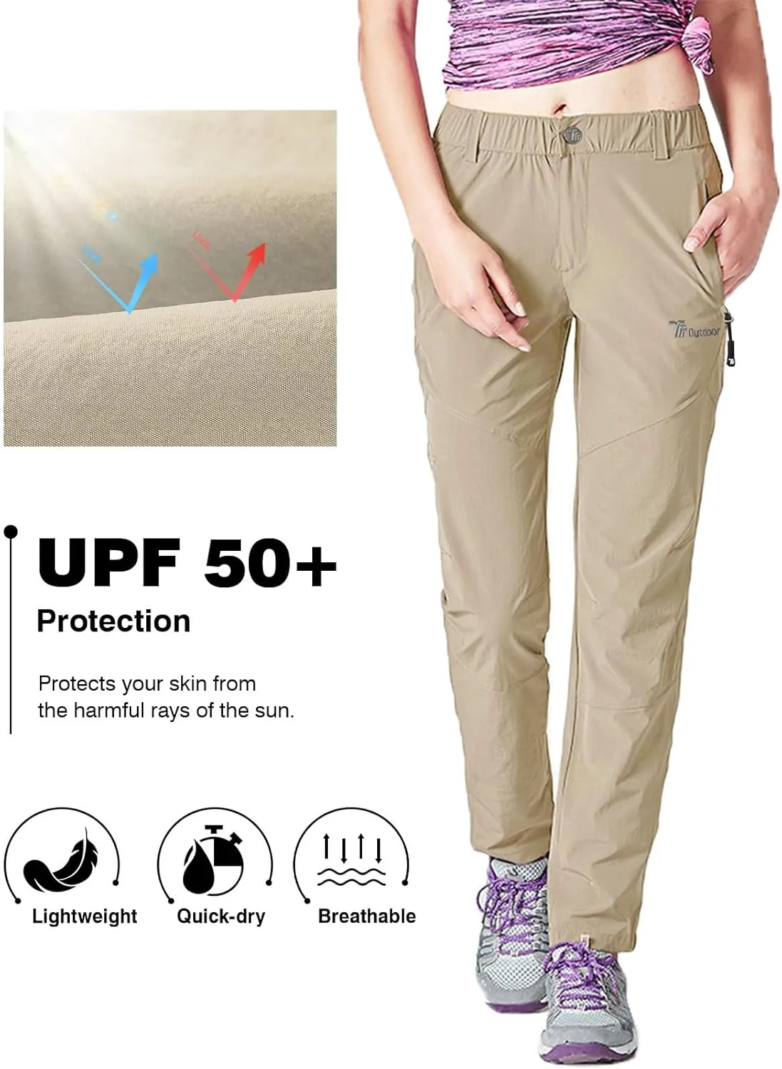 Rdruko Women's Hiking Pants Lightweight Quick Dry Water Resistant Outdoor Travel Fishing Pants with Pockets