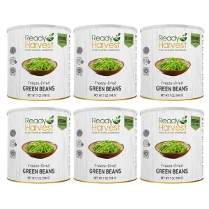 Ready Harvest Freeze-Dried Food Green Beans for Emergency Supply | Survival Emergency Supplies | Camping Canned Vegetables #10 Can | 25-Year Shelf Life | 6 Cans