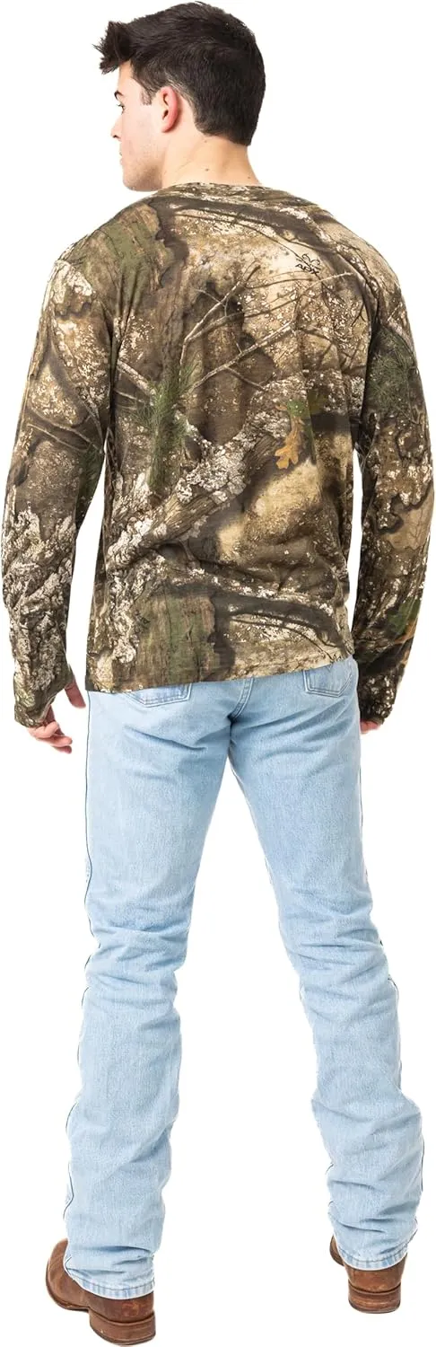 Realtree Men's Camo Shirt Long Sleeve Lightweight for Hunting, Fishing, Running, Hiking, or Camping
