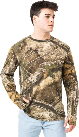 Realtree Men's Camo Shirt Long Sleeve Lightweight for Hunting, Fishing, Running, Hiking, or Camping