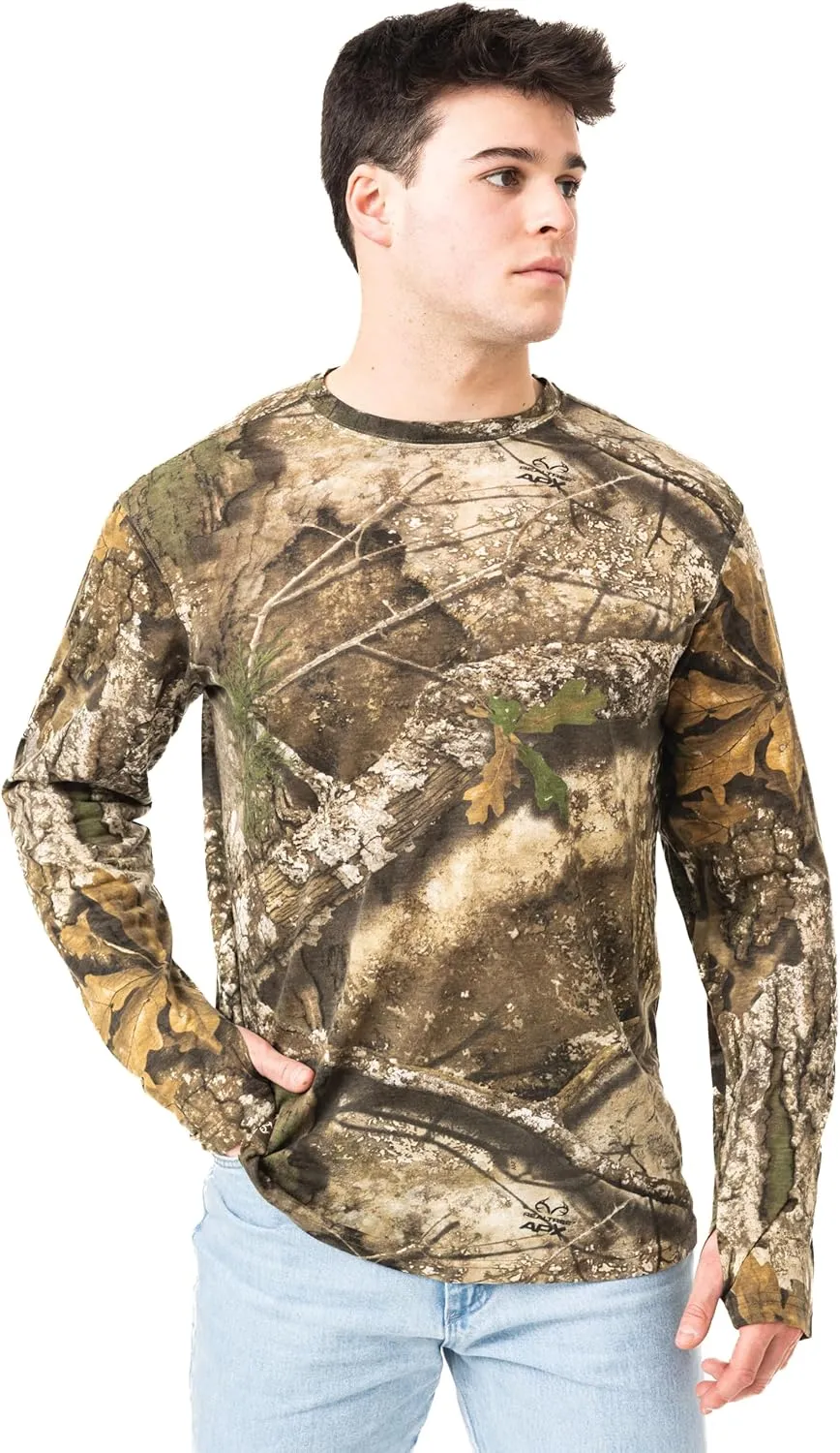 Realtree Men's Camo Shirt Long Sleeve Lightweight for Hunting, Fishing, Running, Hiking, or Camping