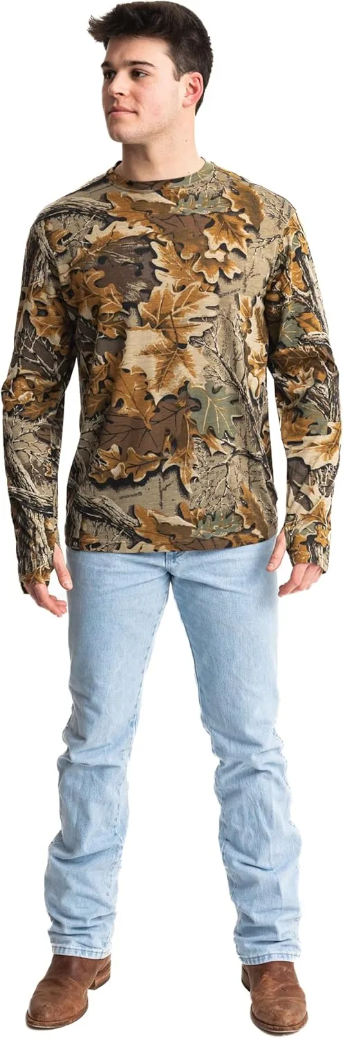 Realtree Men's Camo Shirt Long Sleeve Lightweight for Hunting, Fishing, Running, Hiking, or Camping