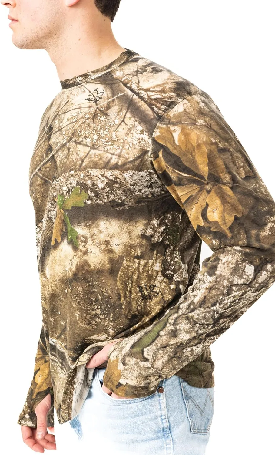 Realtree Men's Camo Shirt Long Sleeve Lightweight for Hunting, Fishing, Running, Hiking, or Camping