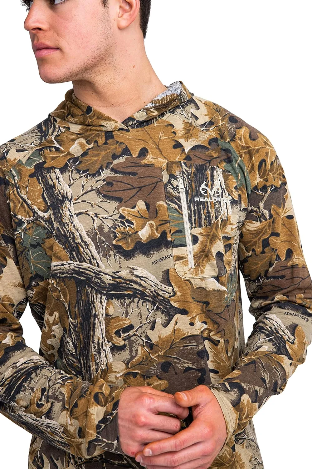 Realtree Men's Ultra-Soft Camo Hoodie Shirt Long Sleeve Lightweight for Fishing, Running, Hiking, or Camping