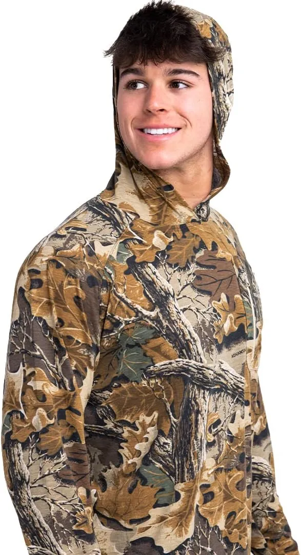 Realtree Men's Ultra-Soft Camo Hoodie Shirt Long Sleeve Lightweight for Fishing, Running, Hiking, or Camping