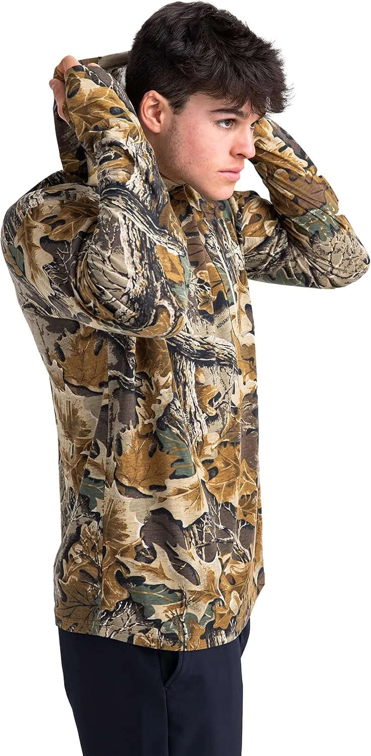 Realtree Men's Ultra-Soft Camo Hoodie Shirt Long Sleeve Lightweight for Fishing, Running, Hiking, or Camping