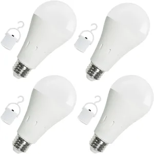 Rechargeable Emergency LED Bulbs, E26, 3000K-5000K, 100-240V.(Pack of 4)