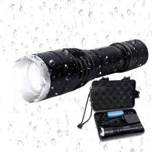 Rechargeable Ultra Bright LED 800 LM Torch - Ultra Bright Flashlight Torch - High Lumen, Zoomable, 5 Modes, Water-Resistant - Perfect for Camping, Biking & Home Purposes