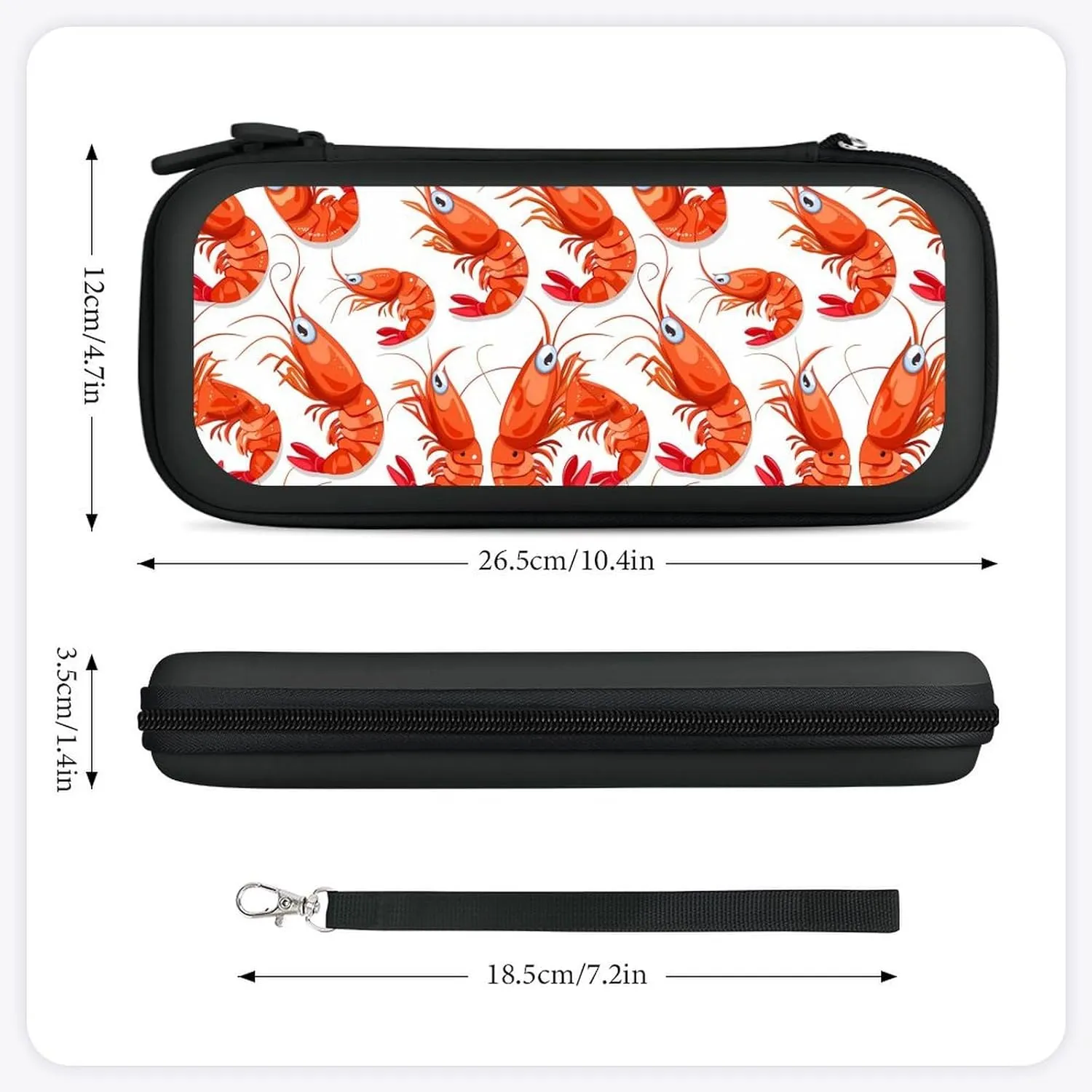 Red Crawfishes Red Lobsters EVA Carrying Case Compatible for Switch Hard Shell Cute Protective Game Bag Black-style