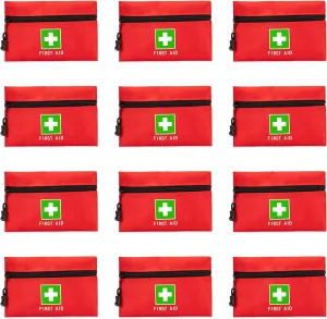Red Emergency Bag First Aid Small Empty Travel Rescue Pouch First Responder Storage Medicine Pocket Bags for Car Home Office Kitchen (6.3x4.3" 12pcs green print)