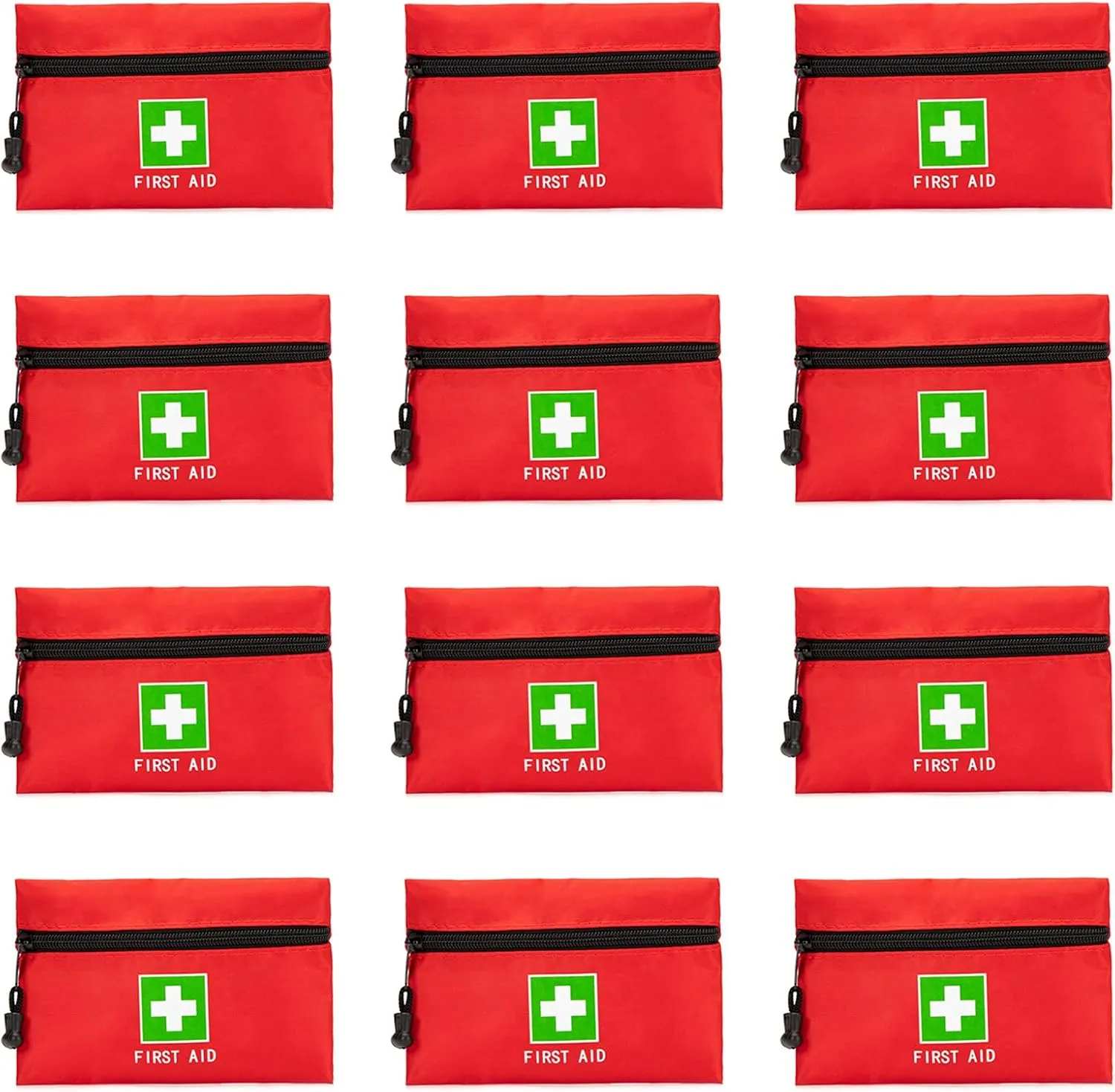 Red Emergency Bag First Aid Small Empty Travel Rescue Pouch First Responder Storage Medicine Pocket Bags for Car Home Office Kitchen (6.3x4.3" 12pcs green print)