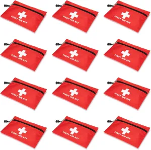Red First Aid Bag Small First Aid Kit Empty Medical Storage Bag for First Aid Kits Pack Emergency Hiking Backpacking Camping Cycling Travel Car (Red 7.9x5.5 12PCS)