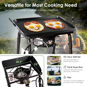 Red Mountain Valley One Burner Camping Gas Stove with Green Tabletop Smokeless Fire Pit