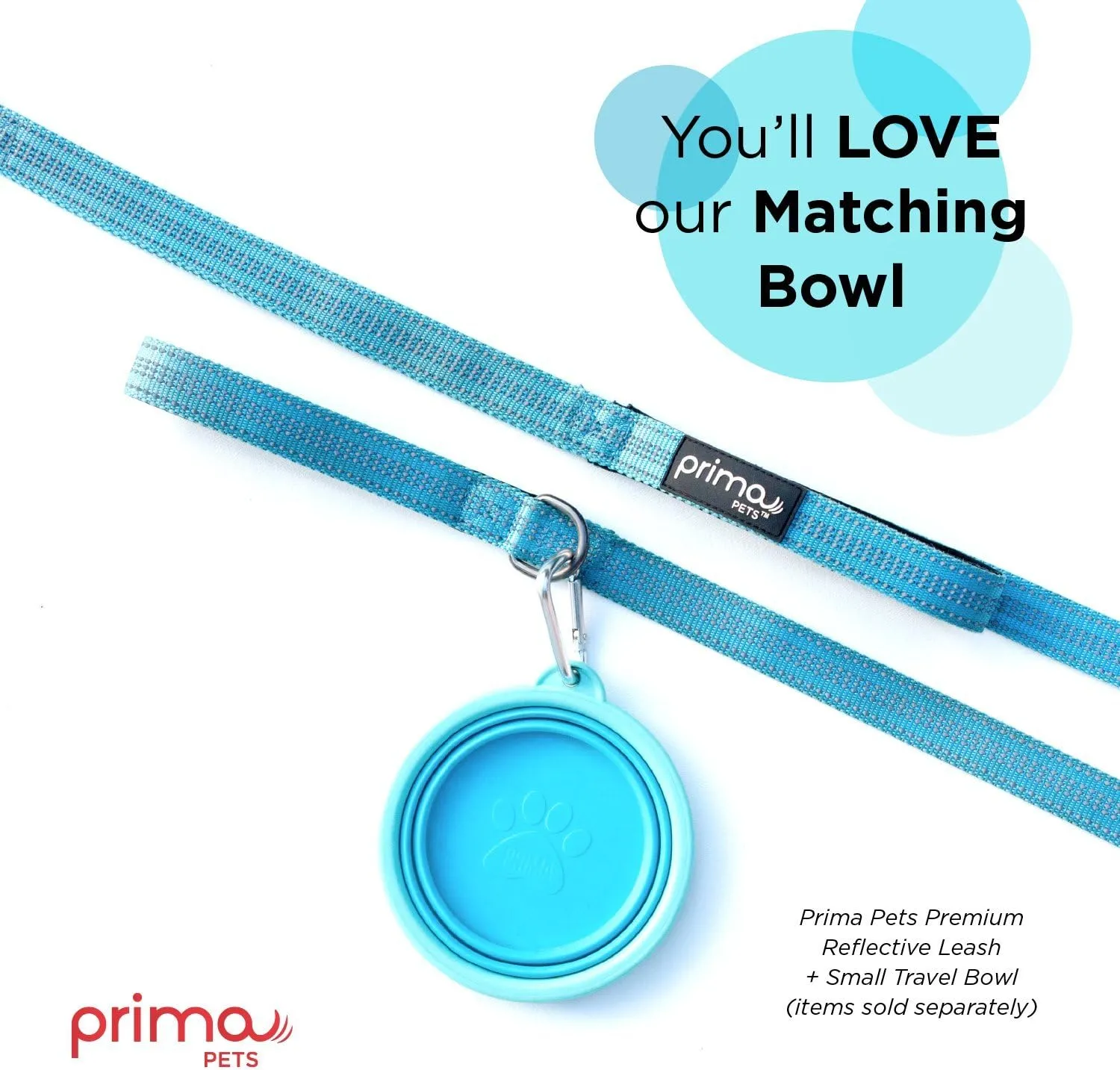 Reflective 6 Feet Nylon Dog Leash with Padded Double Handles, 1" Width, Aqua