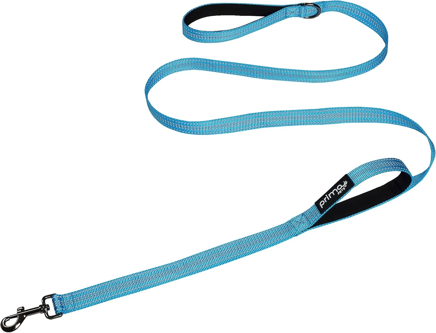 Reflective 6 Feet Nylon Dog Leash with Padded Double Handles, 1" Width, Aqua