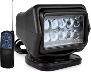 Remote LED Spotlight, 12V 24V 50W Black Search Light, Remote Control Hunting Lamps for Marine Boat Truck Offroad Outdoor