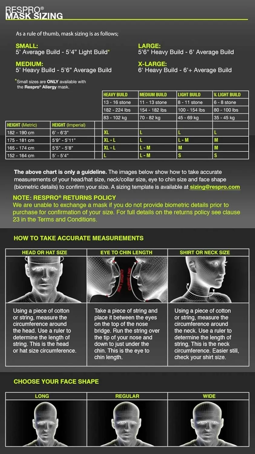 Respro Ultralight Mask (Black, Large)