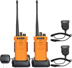 Retevis RT29 Two Way Radios Long Range Rechargeable,Heavy Duty 2 Way Radio for Adults,Professional Walkie Talkies with IP67 Waterproof Mic,VOX,Emergency Alarm,for Survive Adventure Hunting(2 Pack)