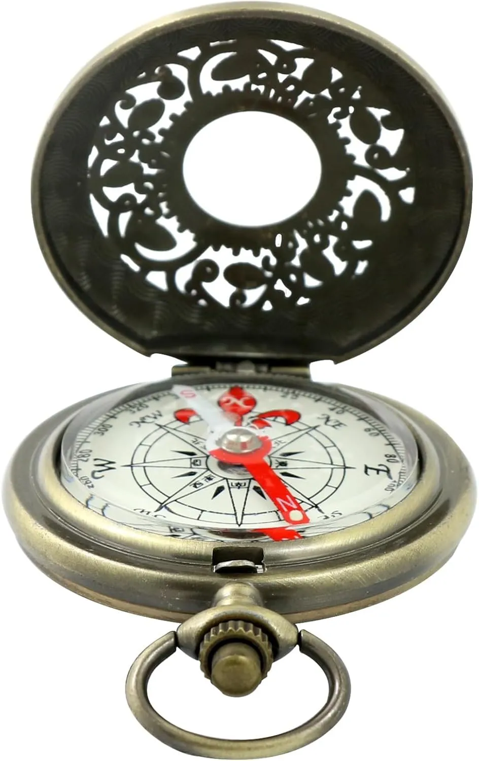 Retro and Antique Zinc Alloy Compass with Hollowed Out Luminous Pocket Watch Compass