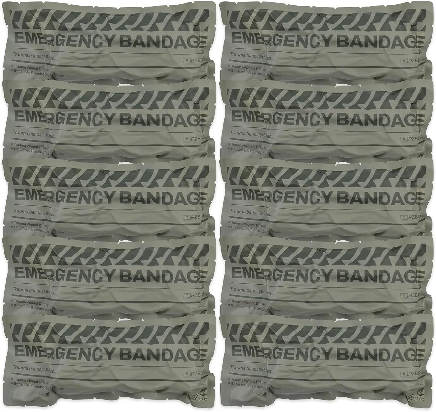 RHINO RESCUE 6" Emergency Compression Bandage Strile Trauma Wound Dressing Israeli First Aid Kit IFAK, FSA HSA Eligible, 6 Inch, 10 Count