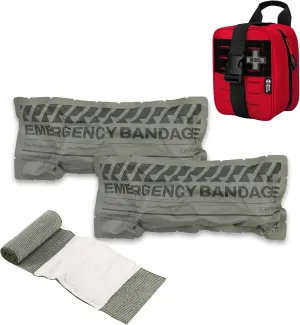 RHINO RESCUE 6" Israeli Style Emergency Bandage   IFAK Trauma Kit with C-A-T Tourniquet for Wound Care (PRO, Red)