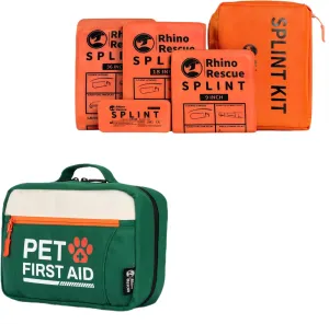 RHINO RESCUE bundle-Pet First Aid Kit, Emergency Medical Supplies for Dogs & Cats, Safety Essentials Pack with Thermometer 