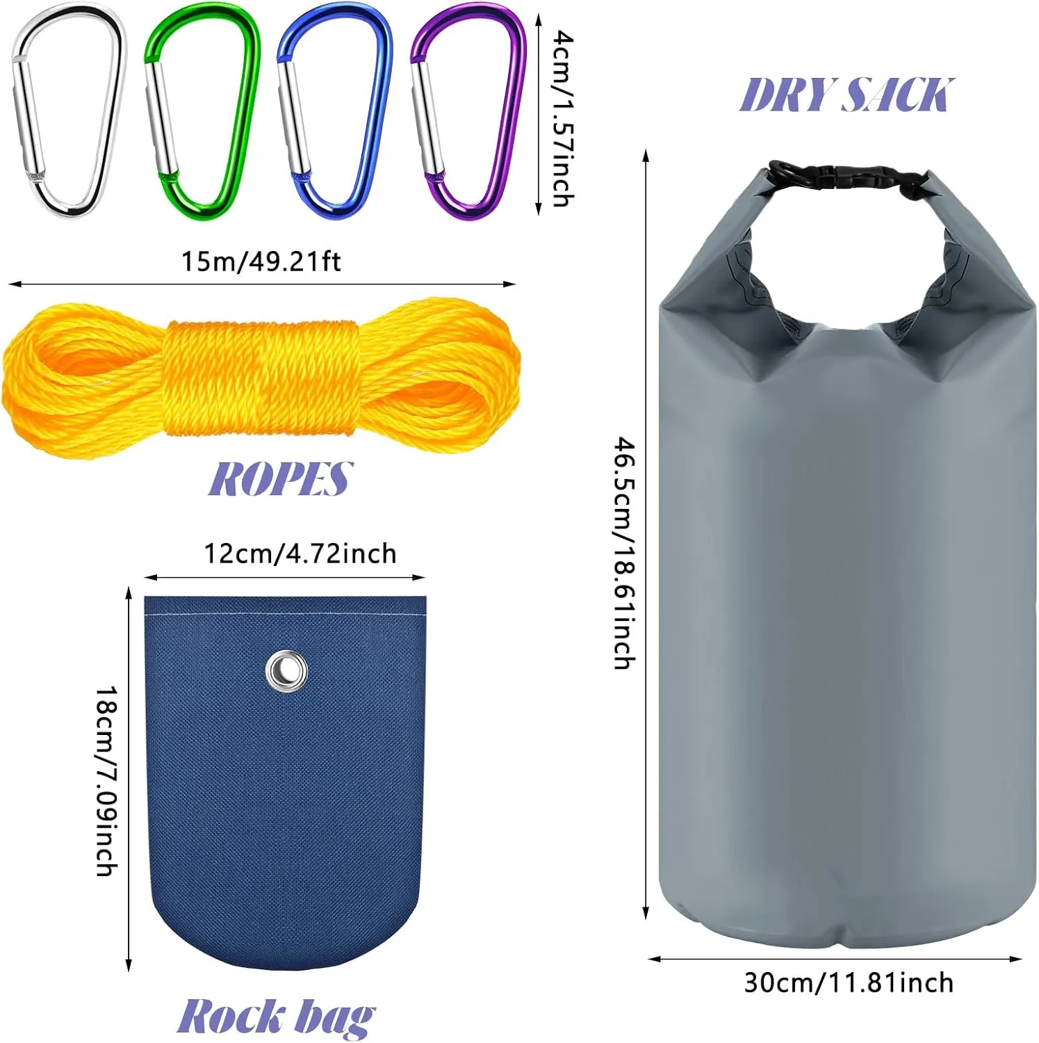 Riakrum 2 Sets Bear Food Bag for Camping Ultralight Hanging System Include 10 L Waterproof Bear Bag with Pulley System Nylon Ropes and Clips for Camping Hiking Backpacking(Blue)