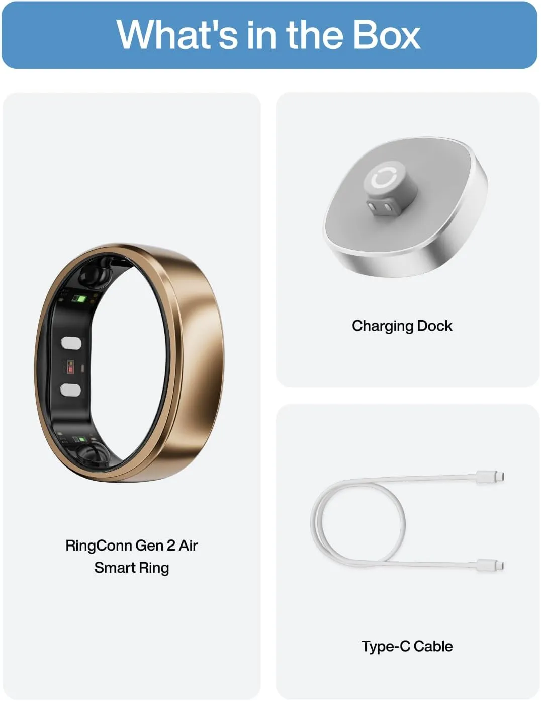 RingConn Gen 2 Air, Ultra-Thin AI Smart Ring, 10-Day Battery Life, Fitness/Sleep/Stress/HR Tracker for Women&Men, No App Fee for Standard Features, iOS & Android Compatible (Size 11, Dune Gold)
