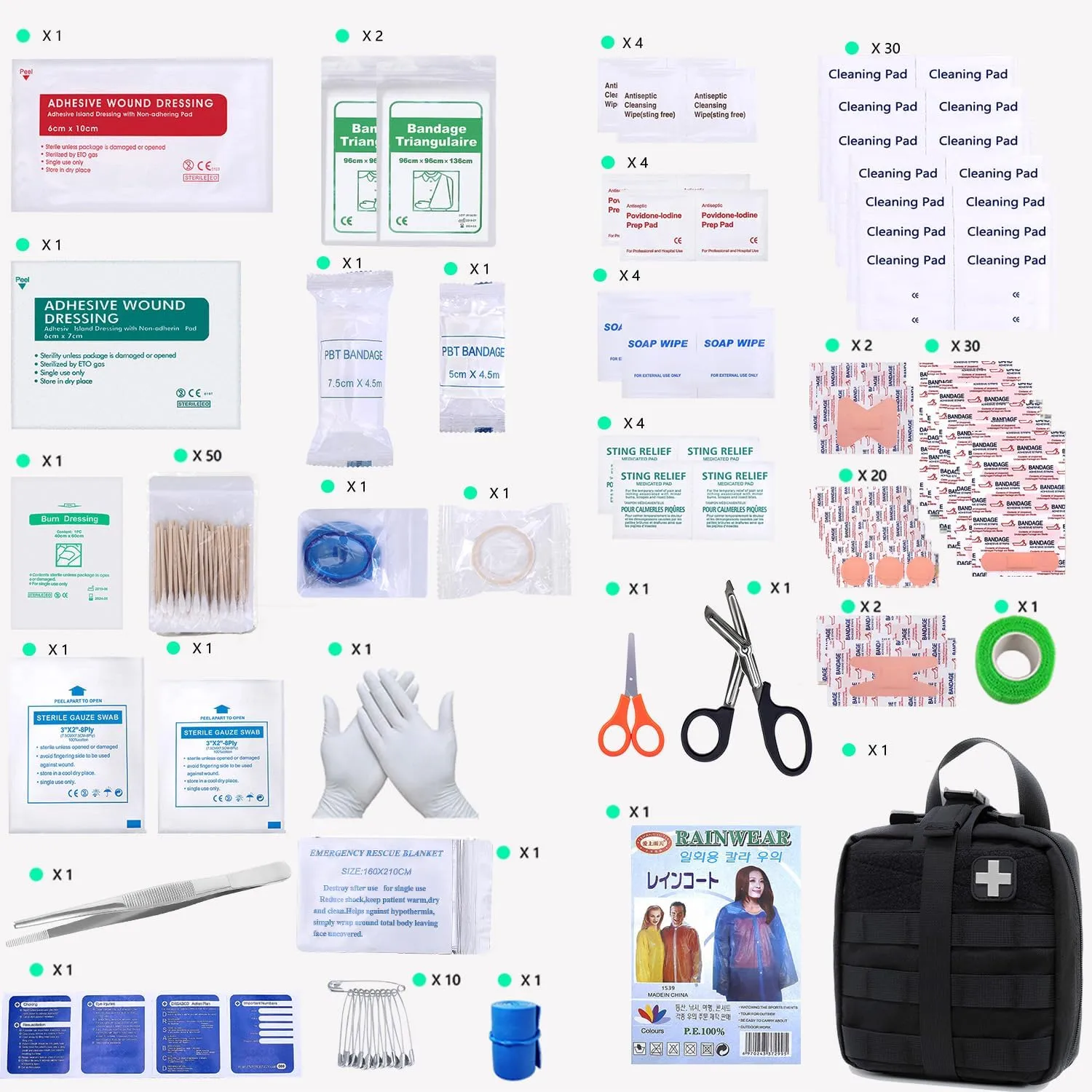 Rip-Away EMT Pouch Molle Pouch Ifak Pouch Medical First Aid Kit Utility Pouch 1000D Nylon Carlebben (with Medical Supplies)
