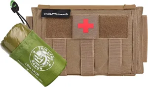 Rip Away IFAK Pouch - Tactical Vehicle Headrest Trauma Kit & Ultra-Large Emergency Sleeping Bag for Survival - Hypothermia Prevention Bivy