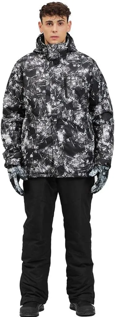 RIUIYELE Men Ski Jacket Ski Pants Winter Warm Windproof Waterproof Outdoor Sports Snowboarding Ski Coat Trousers Ski Suit