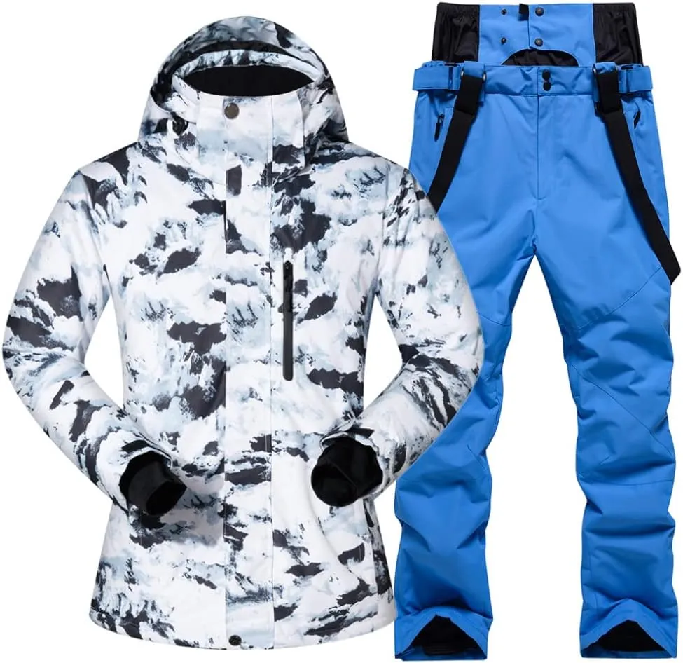 RIUIYELE Men Ski Jacket Ski Pants Winter Warm Windproof Waterproof Outdoor Sports Snowboarding Ski Coat Trousers Ski Suit
