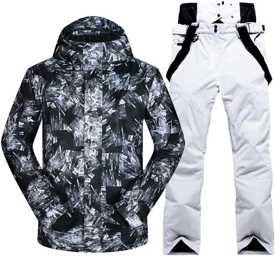 RIUIYELE Men Ski Jacket Ski Pants Winter Warm Windproof Waterproof Outdoor Sports Snowboarding Ski Coat Trousers Ski Suit