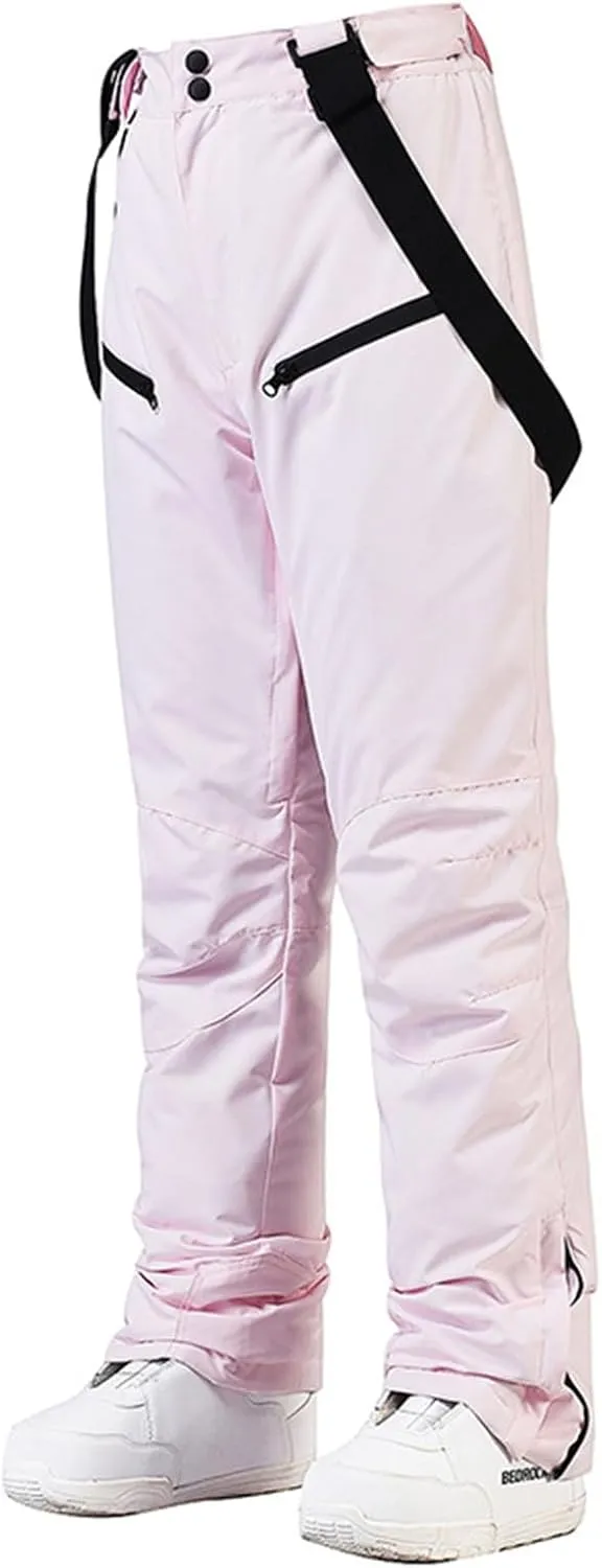 RIUIYELE Women's Detachable Ski Bib Pants Outdoor Windproof Waterproof Snow Pants Insulated Warm Pants