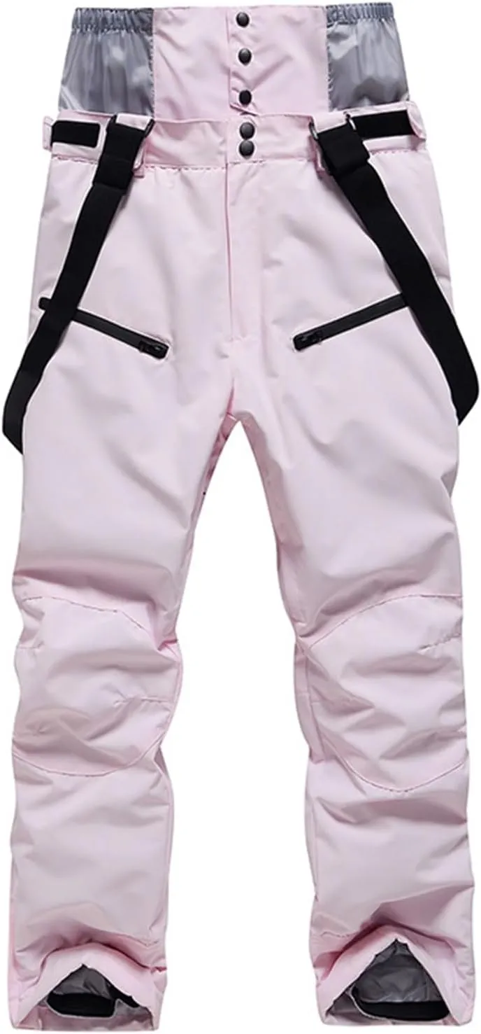 RIUIYELE Women's Detachable Ski Bib Pants Outdoor Windproof Waterproof Snow Pants Insulated Warm Pants
