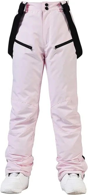 RIUIYELE Women's Detachable Ski Bib Pants Outdoor Windproof Waterproof Snow Pants Insulated Warm Pants