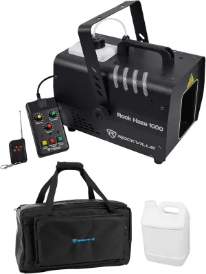 Rockville Bundle: (1) ROCKHAZE 1000 CFM DMX Hazer Machine Water Based DJ/Club Haze 2 Remotes Bundle with (1) BAG1200 Waterproof Travel Bag For Fog/Haze Machine (2 Items)