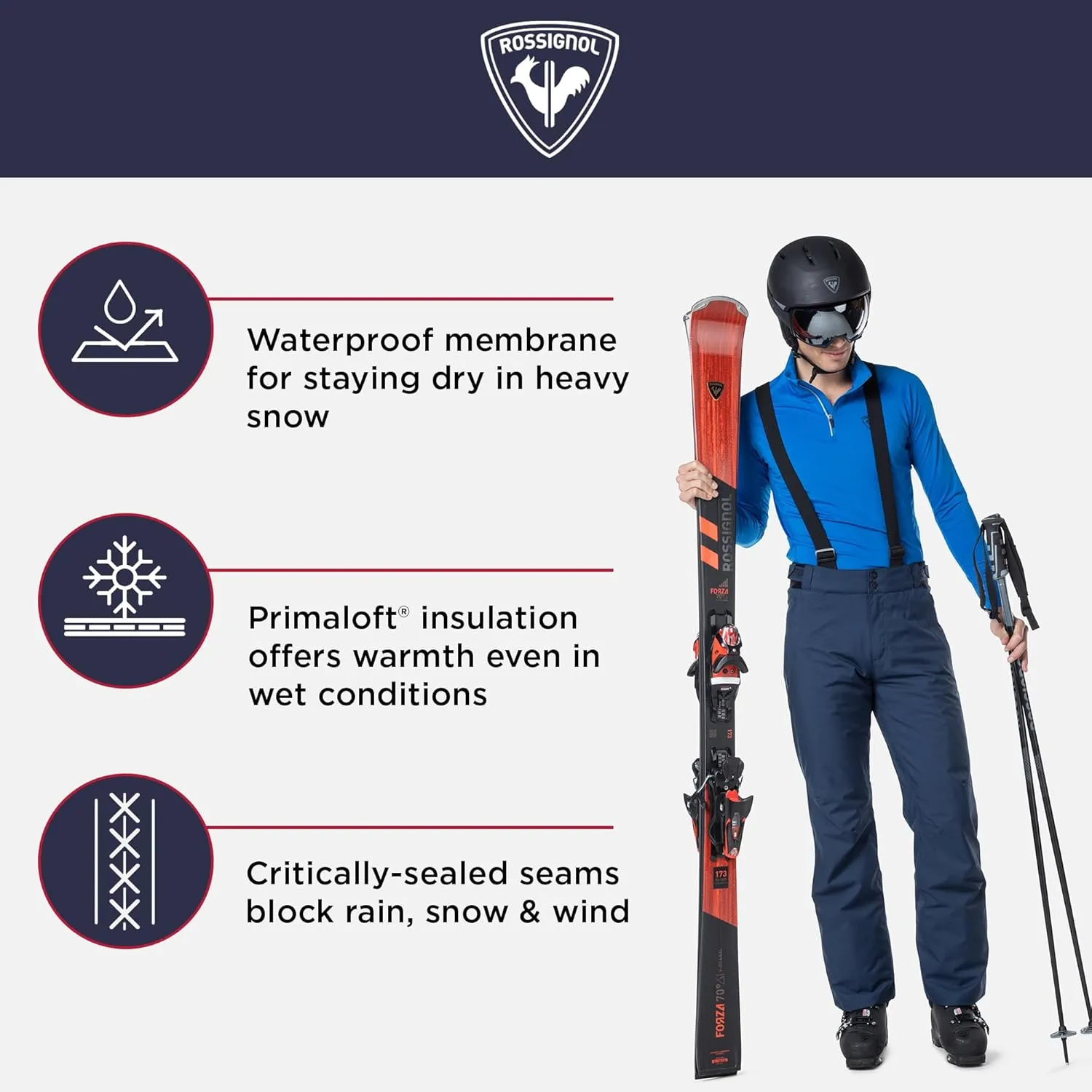 Rossignol Ski Pants - Breathable, Insulated Men’s Snow Pants - Waterproof Ski Pants for Men