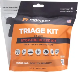 Rounded EDC Triage Kit - IFAK Trauma Kit with SOF Tourniquet, Halo Vent Chest Seal, Bandages - Stop The Bleed First Aid Kit - Gun Range, Camping, Home, Car, Travel, Emergency