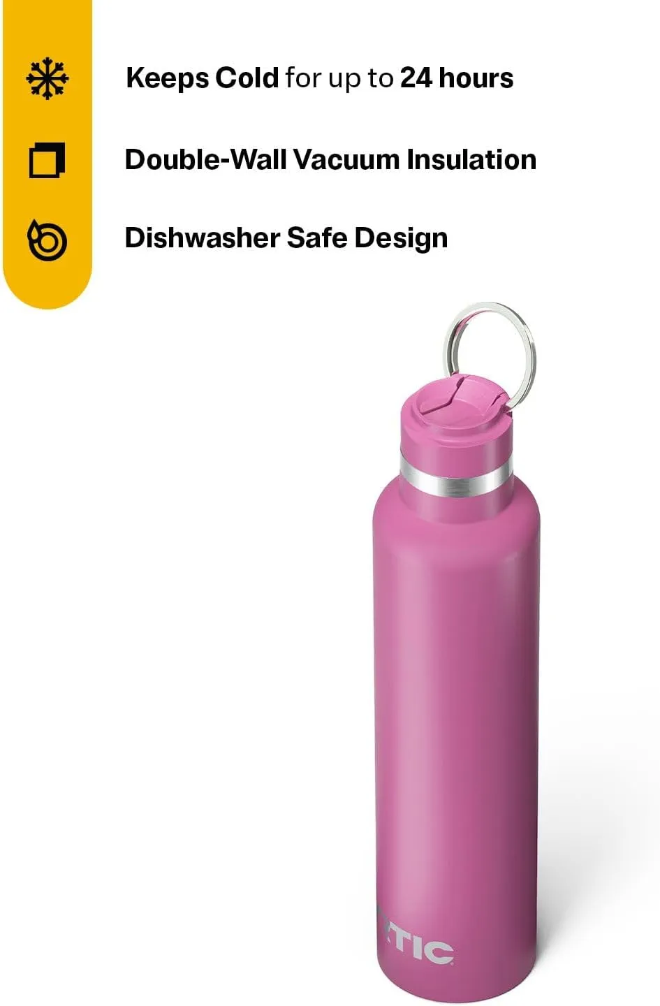 RTIC 26oz Journey Bottle Metal Stainless Steel Vacuum Insulated, BPA Free, Reusable, for Water, Hot and Cold Drinks, Travel, Sports, Camping, Orchid