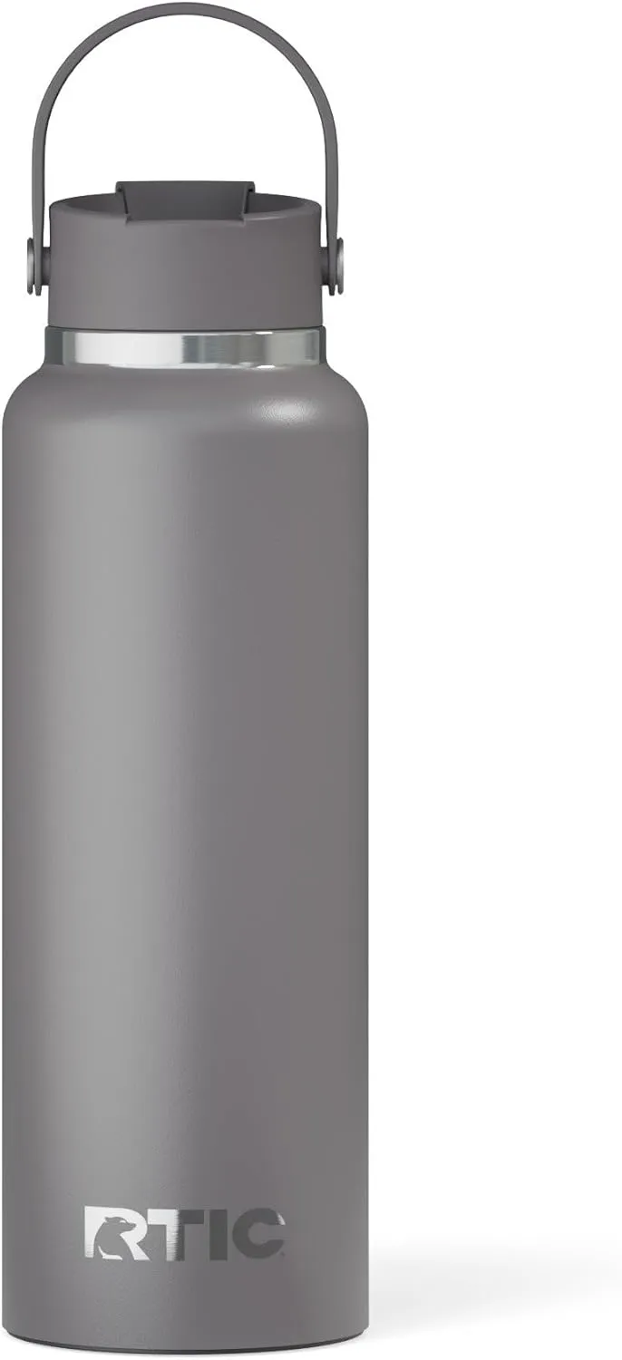 RTIC 40oz Outback Bottle, Insulated, Stainless Steel, Metal, Double Wall Vacuum-Insulation, Ceramic Lined, Leak-Proof Lid, BPA-Free Water Flask for Hiking, Running, Sports, Outdoor, Graphite