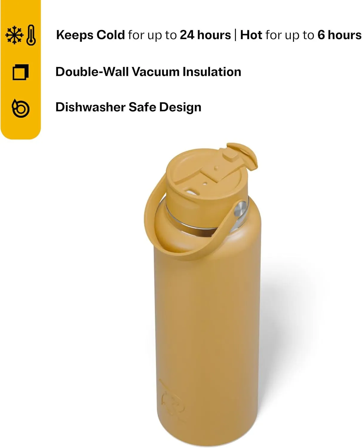 RTIC 40oz Outback Bottle, Insulated, Stainless Steel, Metal, Double Wall Vacuum-Insulation, Ceramic Lined, Leak-Proof Lid, BPA-Free Water Flask for Hiking, Running, Sports, Outdoor, Harvest