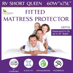 RV Short Queen Mattress Protector – Mattress Cover for 60"x75" Bed - 100% Waterproof, Noiseless, Hypoallergenic Fitted Sheet Mattress Protector for Camper