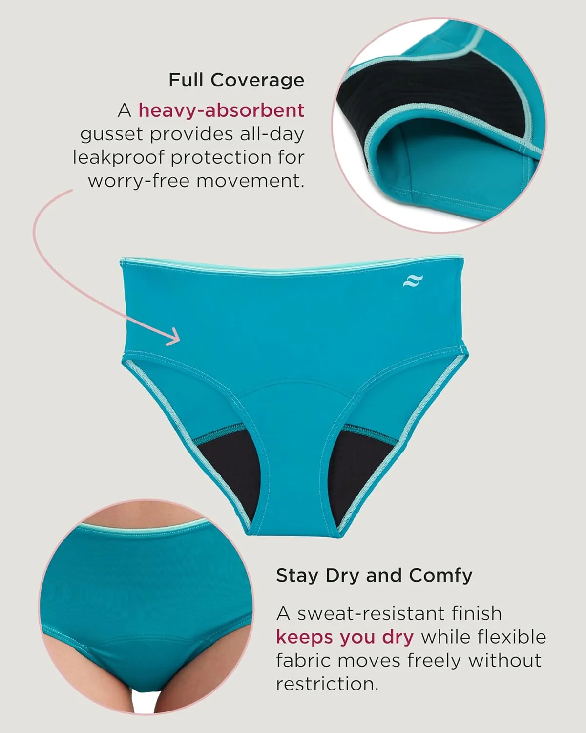 saalt Teen Brief Period Underwear - Leakproof Menstrual Underwear for Teen Girls - Full-Coverage Comfort