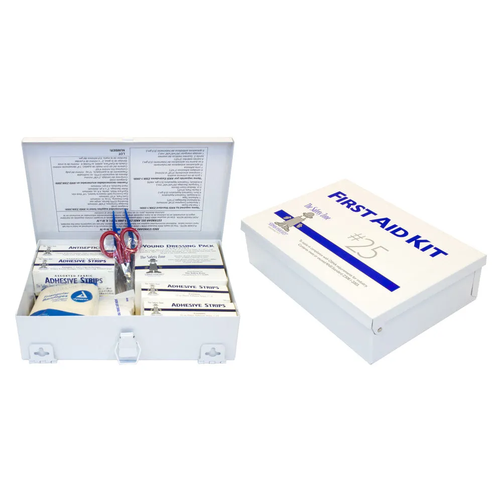Safety Zone® Medium Sized First Aid Kit (25 Man) - Metal Case