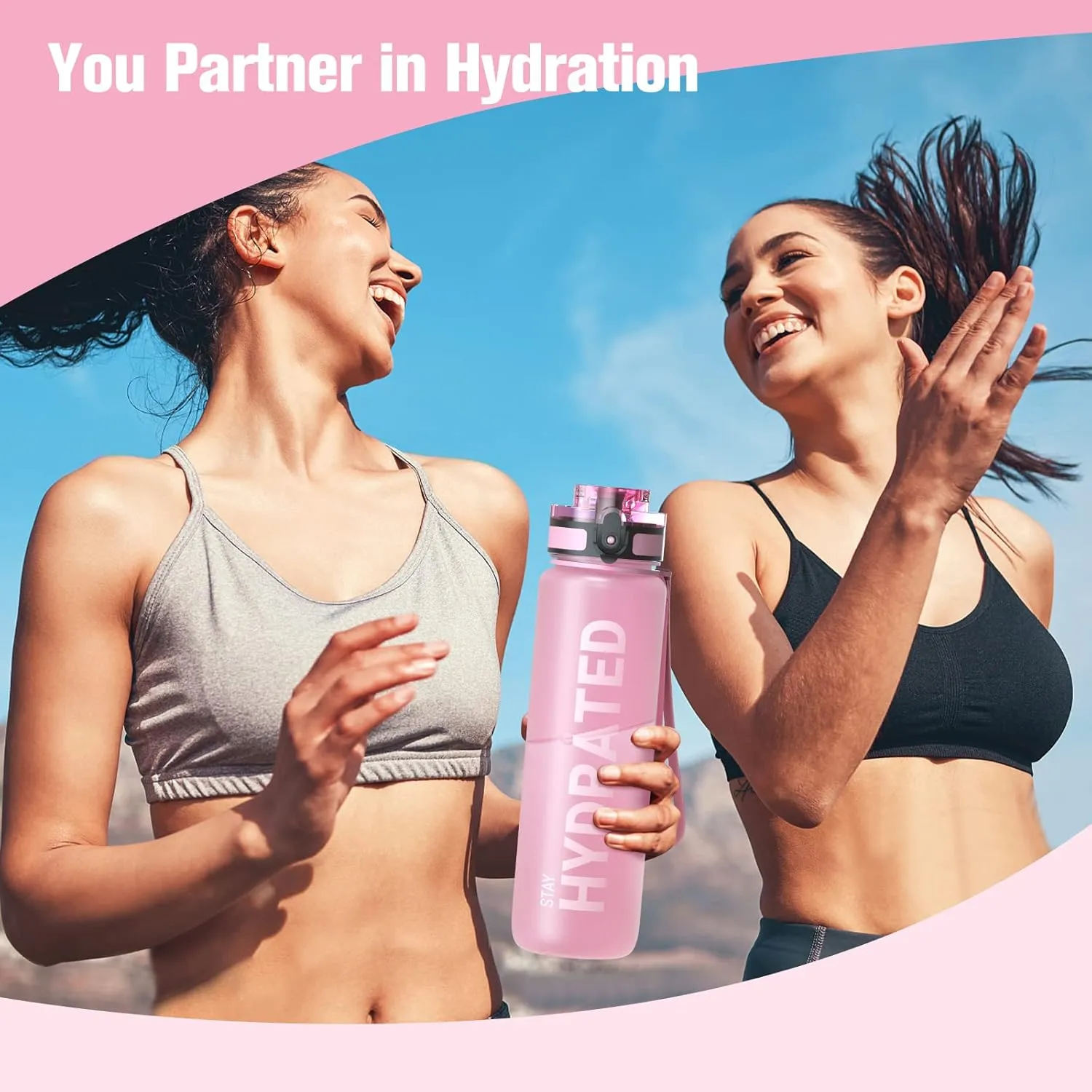 Sahara Sailor Water Bottle 32oz, Durable and Leakproof Water Bottles Motivational with Time Marker, Tritan, BPA Free, Wide Mouth with Easy Clean Brush for Gym, Travel, Home, School, Office (1 Bottle)