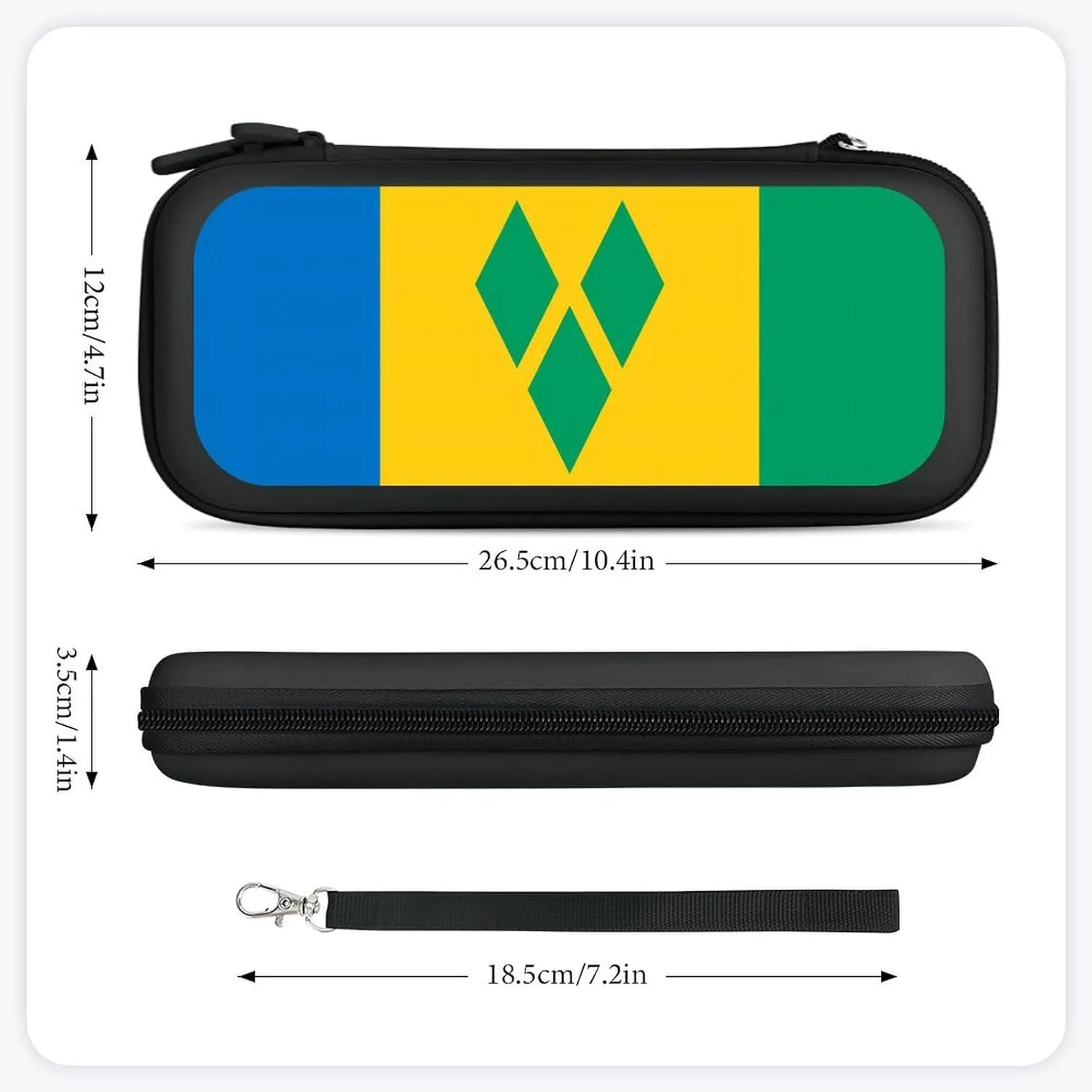 Saint Vincent and The Grenadines Flag Hard Shell Travel Case with Rope 15 Game Card Pockets Compatible with Switch Protective