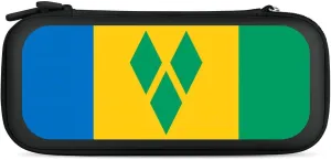 Saint Vincent and The Grenadines Flag Hard Shell Travel Case with Rope 15 Game Card Pockets Compatible with Switch Protective
